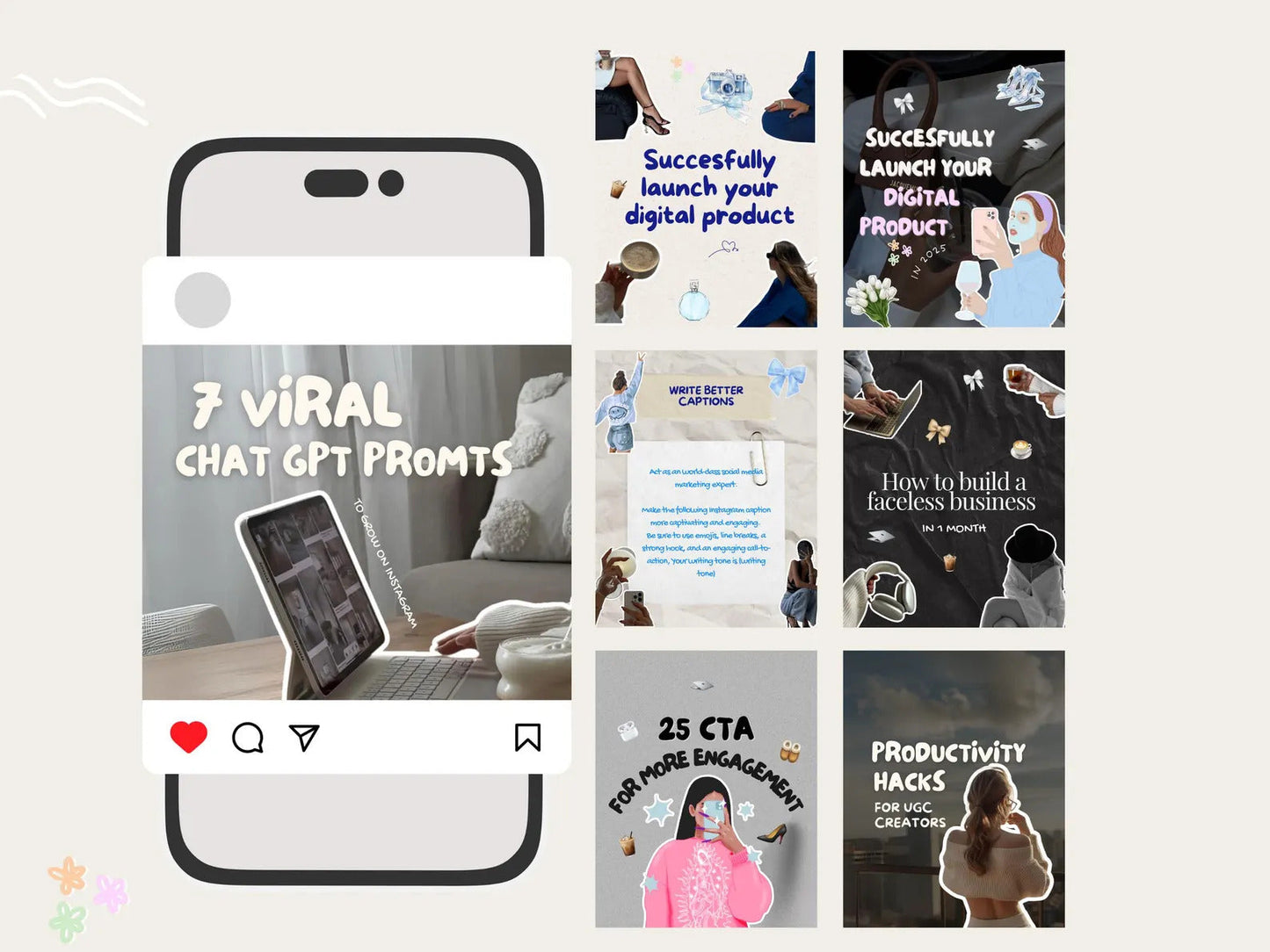 320+ Stunning Aesthetic Instagram & TikTok Carousel Templates | Editable Social Media Post Designs to Boost Engagement & Followers