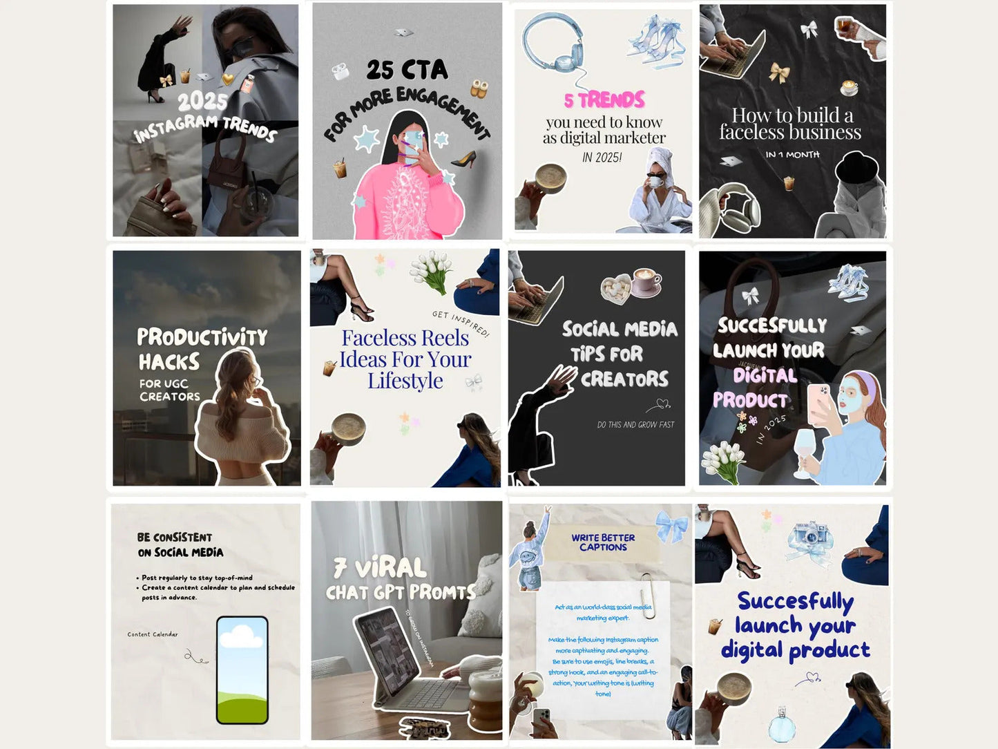 320+ Stunning Aesthetic Instagram & TikTok Carousel Templates | Editable Social Media Post Designs to Boost Engagement & Followers