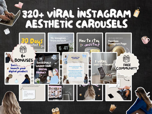 320+ Stunning Aesthetic Instagram & TikTok Carousel Templates | Editable Social Media Post Designs to Boost Engagement & Followers